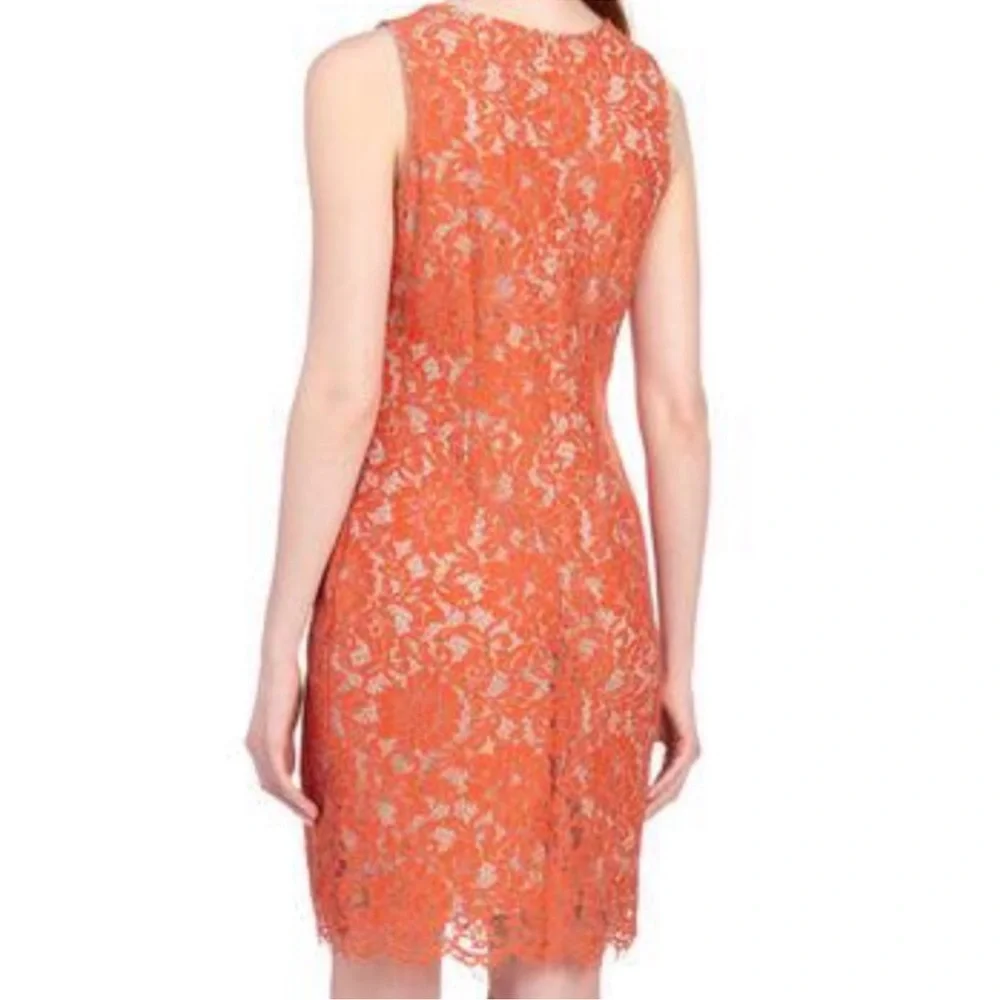 Nicole Miller Sleeveless Lace Dress - Orange